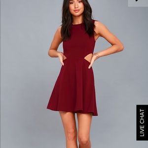 Lulus toast to you wine red cutout skater dress